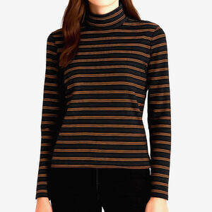 Kitty Hawk Vivian Wang Top Women's L Vintage Fall Striped Velvet Mock Neck 90s